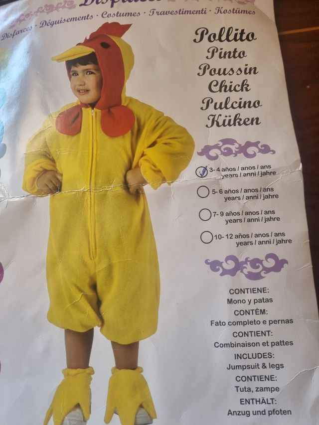 Disfraz de pollito Como Nuevo