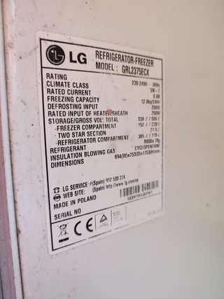 Frigorífico americano LG con dispensador de agua 