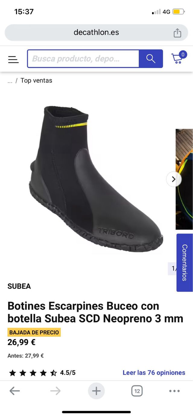 Escarpines talla 34/35 Decathlon 3mm