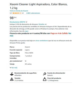 Xiaomi Mi Vacuum Cleaner Light  Escoba Aspiradora