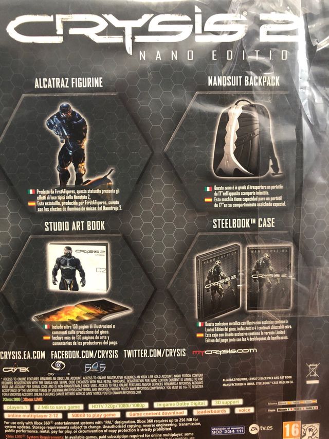 CRYSIS 2 XBOX 360 NANO EDITION ESP NUEVA