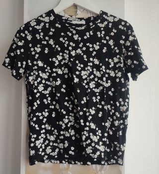 Top de flores mango algodón orgánico