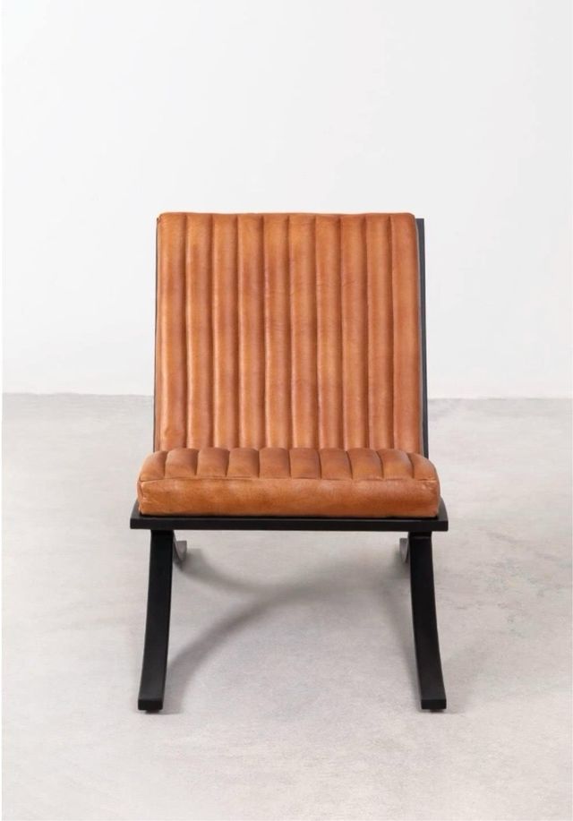 Sillón en piel Revyan piel camel Sklüm