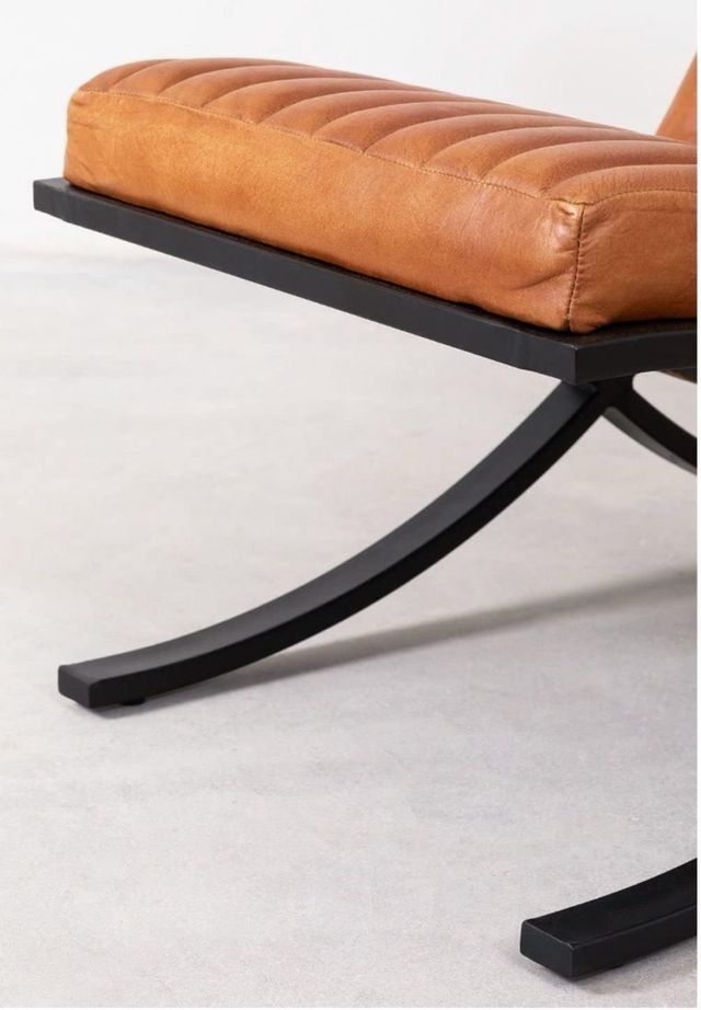 Sillón en piel Revyan piel camel Sklüm