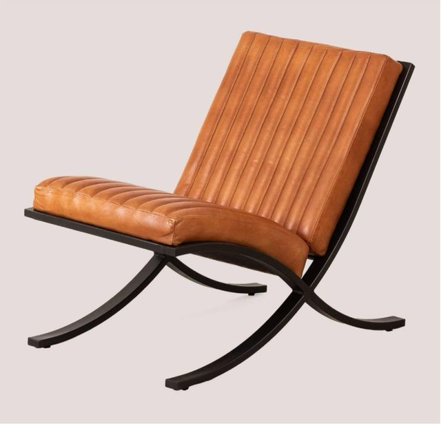 Sillón en piel Revyan piel camel Sklüm