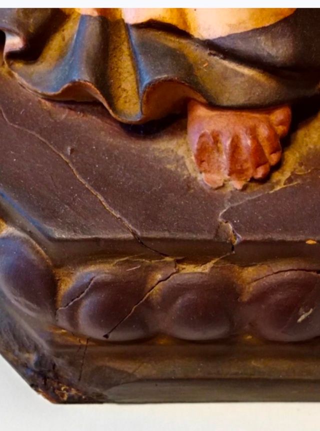 antiguo Cristo entronizado + peana arte religioso