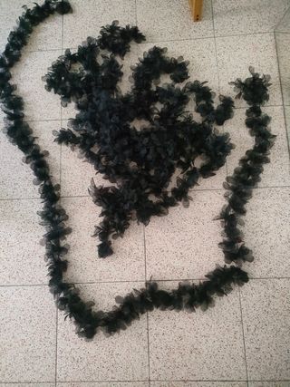 Plumas marabú, flores de tela, manuali