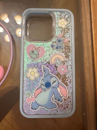 Funda Iphone 14 Plus + cable cargador Lilo&Stich