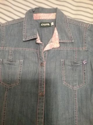 Vestido corto talla s/ m,tejano,hay medidas