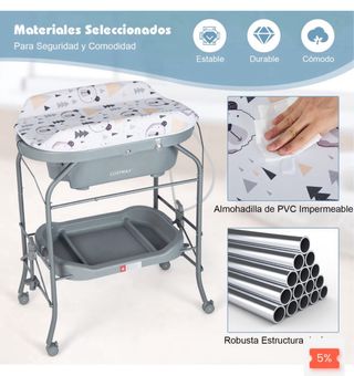 Cambiador y bañera bebé 2 En 1 Costway