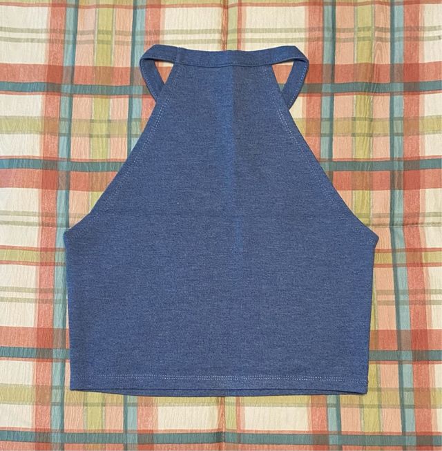 Top azul cuello halter