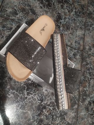 Sandalias plateadas 39