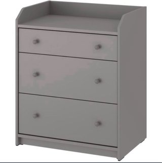 Cómoda de 3 cajones, Cambiador, gris, 70x84 cm