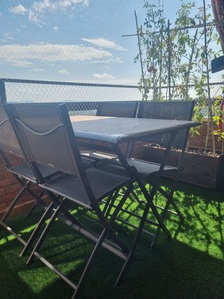 Mesa y sillas plegable de jardín para 4 personas