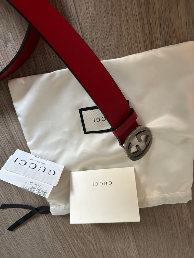 Cinturón cuero rojo Gucci