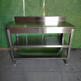 CA🍳  Mesa Mural (acero) con 2 Estantes