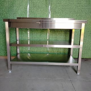 CA🍳  Mesa Mural (acero) con 2 Estantes