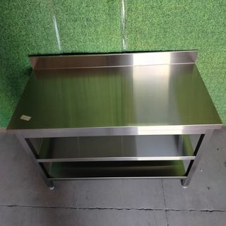 CA🍳  Mesa Mural (acero) con 2 Estantes