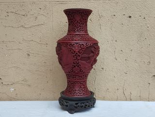 Antico vaso cinese lacca rossa Cinabro Cinnabar