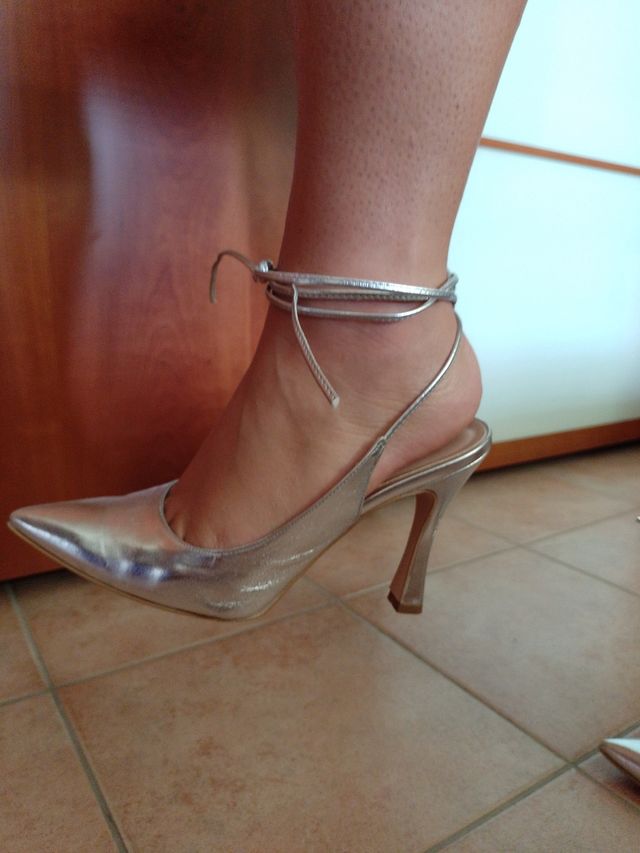 Scarpe argentate tacco alto