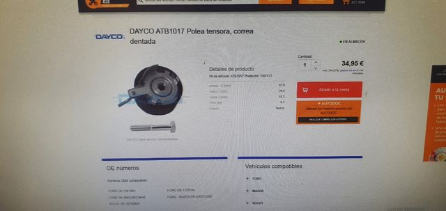 Polea tensora correa distribución