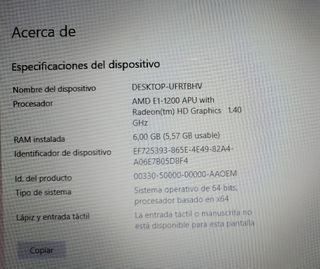 Portátil packard bell