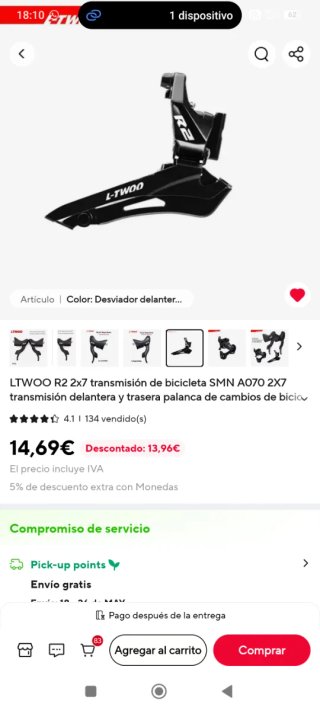 Manetas duales de cambio y freno 2x10 ve