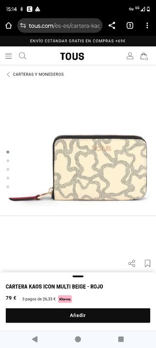 Cartera Tous Kaos Icon beige rojo*NUEVA*
