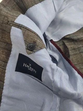 NUEVO Hackett London Taupe Mesh Check CC Chaqueta