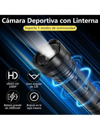 Mini Cámara Deportiva con Linterna.