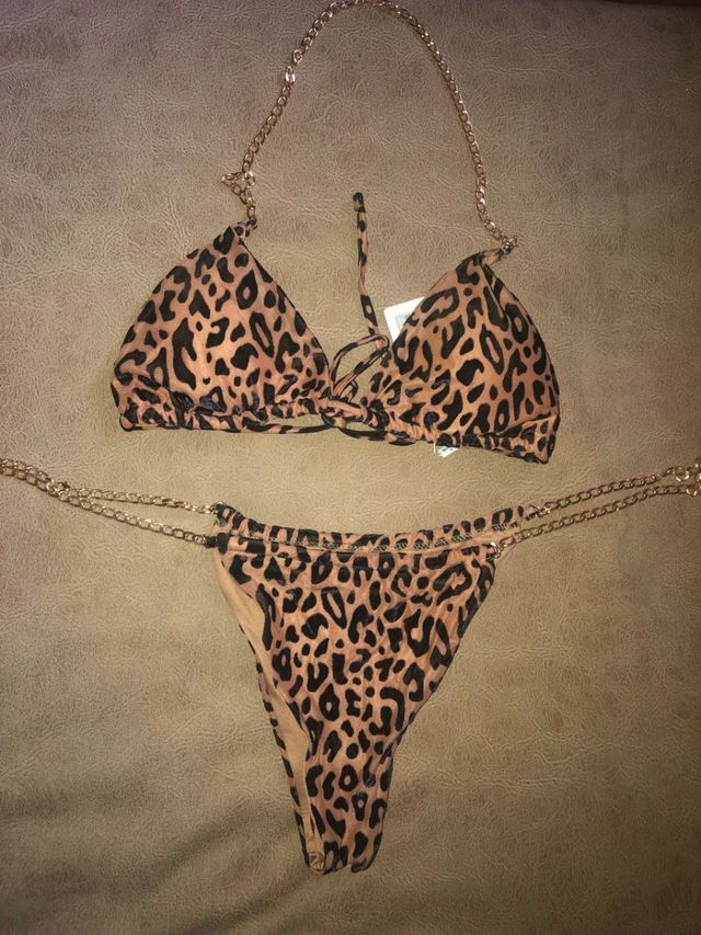 Bikini cadenas estampado leopardo