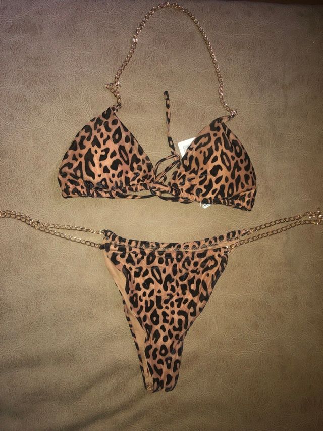 Bikini cadenas estampado leopardo