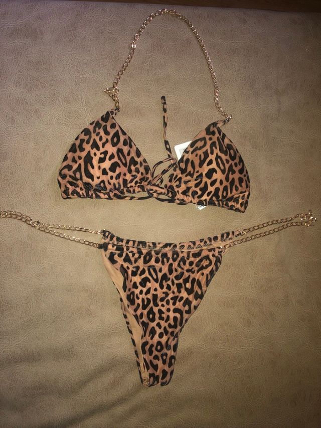 Bikini cadenas estampado leopardo
