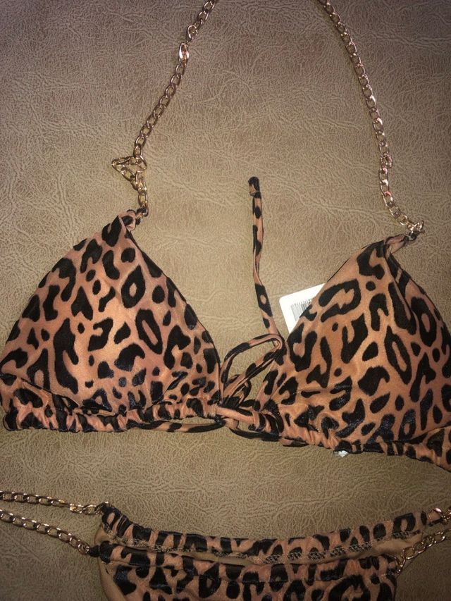 Bikini cadenas estampado leopardo