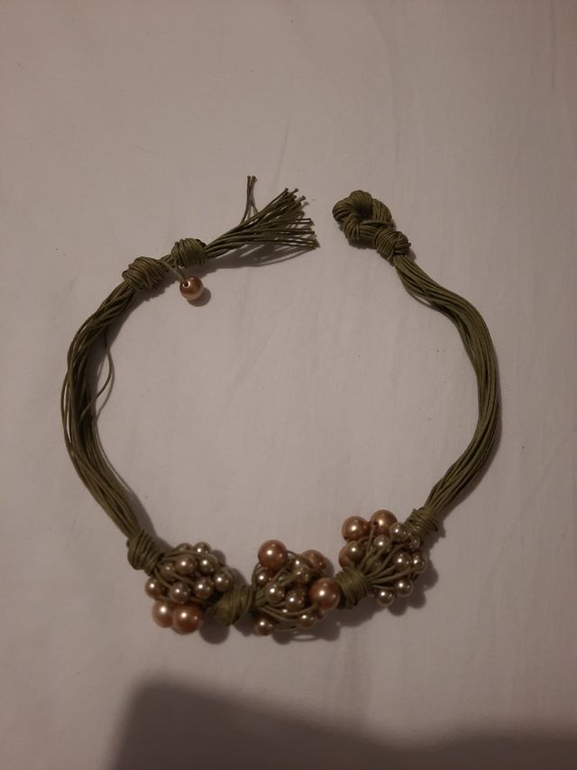 Collana artigianale corda e perle