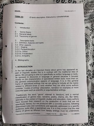 Temario oposiciones inglés secundaria 2024