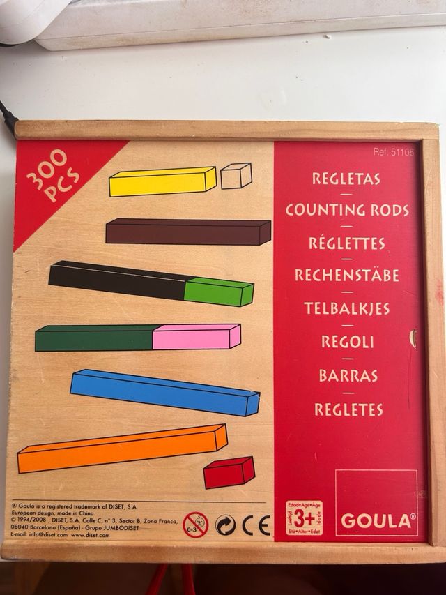 Juguete montesori regletas