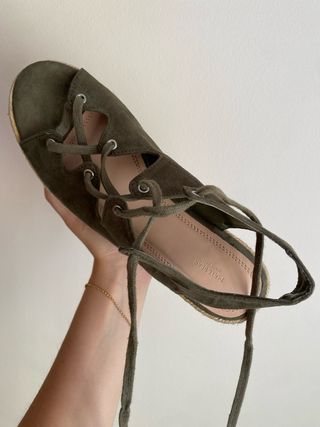 Sandalias plataforma esparto color caqui