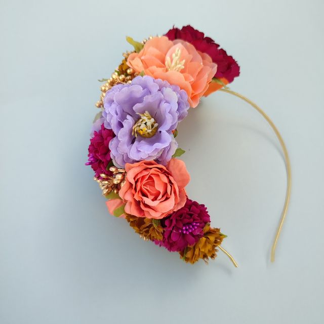 Tocado de flamenca buganvilla y naranja