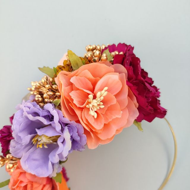 Tocado de flamenca buganvilla y naranja