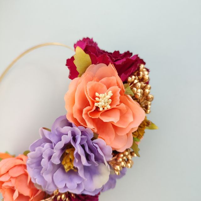 Tocado de flamenca buganvilla y naranja