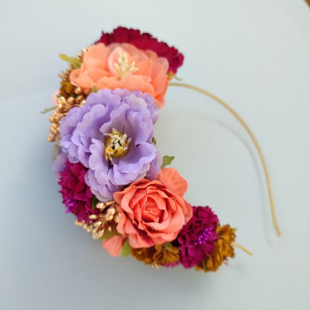 Tocado de flamenca buganvilla y naranja