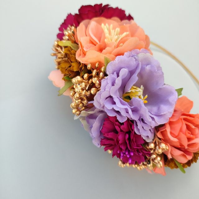 Tocado de flamenca buganvilla y naranja