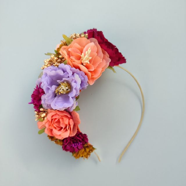 Tocado de flamenca buganvilla y naranja