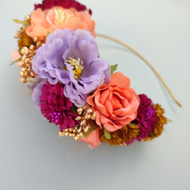 Tocado de flamenca buganvilla y naranja