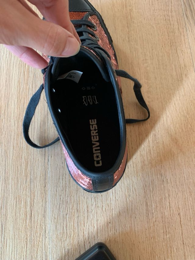 Converse pelle e paillettes con zeppa