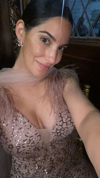 Vestido de fiesta rosa palo