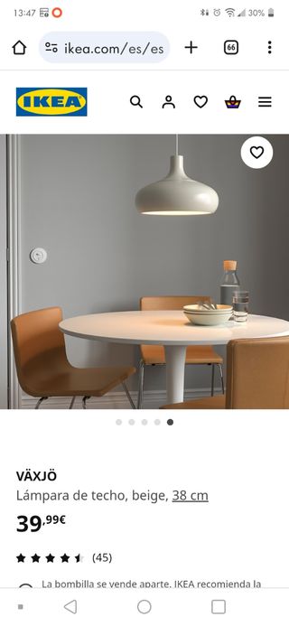 Lampara techo Ikea VAXJO