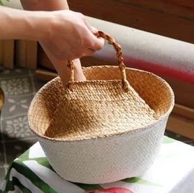 Cesta de mimbre artesanal vintage