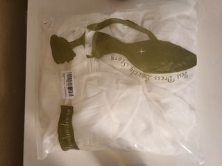 Vestido blanco gasa y encaje vuelo